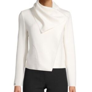 Anne Klein Women's White Cream Cowl Neck Jacket